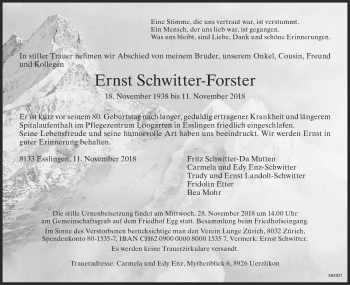 Traueranzeige von Ernst Schwitter-Forster von ZO Gesamt