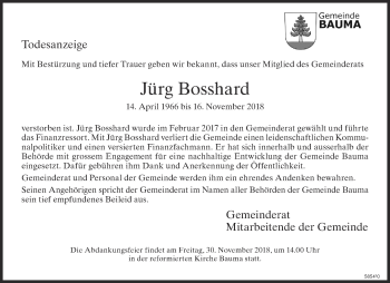 Traueranzeige von Jürg Bosshard von ZO Gesamt