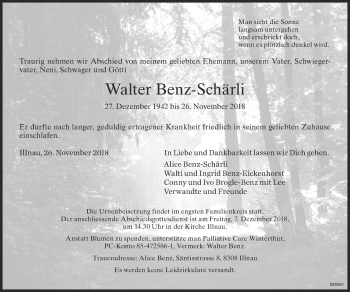 Traueranzeige von Walter Benz-Schärli von reg_1