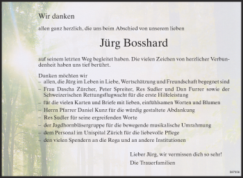 Traueranzeige von Jürg Bosshard von ZO Gesamt