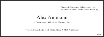 Traueranzeige von Alex Ammann von ZO Gesamt