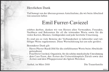 Traueranzeige von Emil Furrer-Caviezel von www.zo-trauer.ch