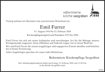 Traueranzeige von Emil Furrer von ZO Gesamt