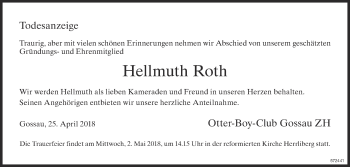 Traueranzeige von Hellmuth Roth von ZO Gesamt