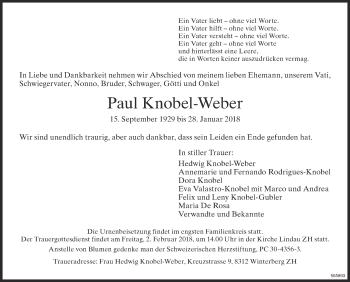 Traueranzeige von Paul Knobel-Weber von reg_1