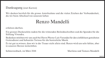 Traueranzeige von Renzo Mandelli von Glattaler