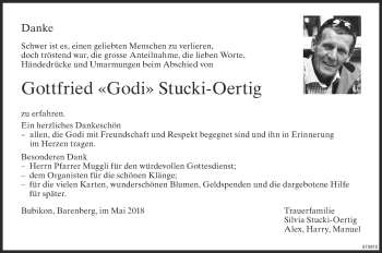 Traueranzeige von Gottfried  Stucki-Oertig von ZO Gesamt