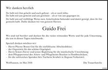 Traueranzeige von Guido Frei von ZO Gesamt