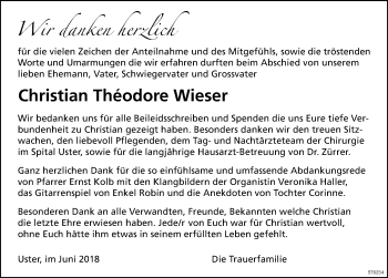 Traueranzeige von Christian Théodore Wieser von ZO Gesamt