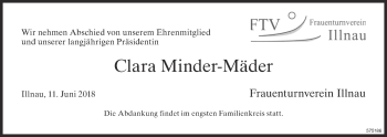 Traueranzeige von Clara Minder-Mäder von reg_1