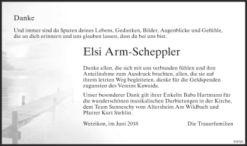 Traueranzeige von Elsi Arm-Scheppler von ZO Gesamt