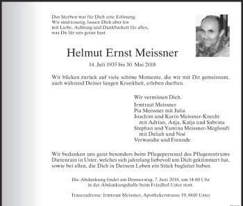 Traueranzeige von Helmut Ernst Meissner von ZO Gesamt