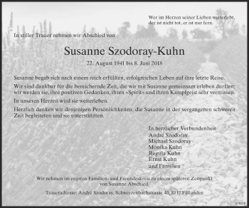 Traueranzeige von Susanne Szodoray-Kuhn von reg_1