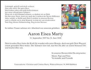 Traueranzeige von Aaron Eisea Marty von ZO Gesamt