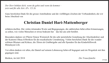 Traueranzeige von Christian Daniel Hari-Mattenberger von reg_1