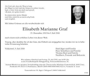 Traueranzeige von Elisabeth Marianne Graf von ZO Gesamt