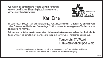 Traueranzeige von Karl Erne von ZO Gesamt