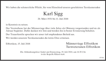 Traueranzeige von Karl Sigg von reg_1