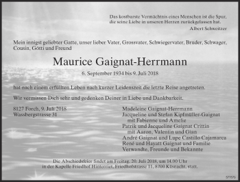 Traueranzeige von Maurice Gaignat-Herrmann von ZO Gesamt