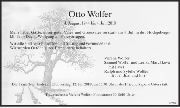 Traueranzeige von Otto Wolfer von ZO Gesamt