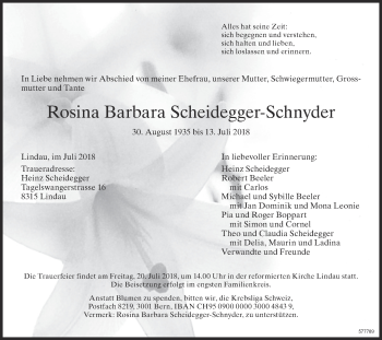 Traueranzeige von Rosina Barbara Scheidegger-Schnyder von reg_1