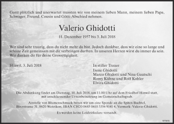 Traueranzeige von Valerio Ghidotti von ZO Gesamt