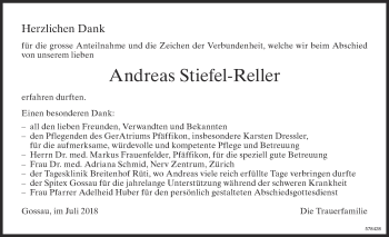 Traueranzeige von Andreas Stiefel-Reller von ZO Gesamt