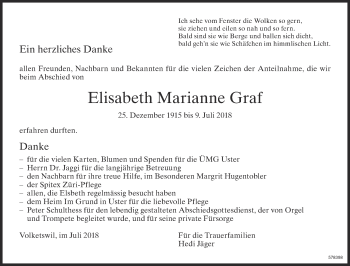 Traueranzeige von Elisabeth Marianne Graf von ZO Gesamt