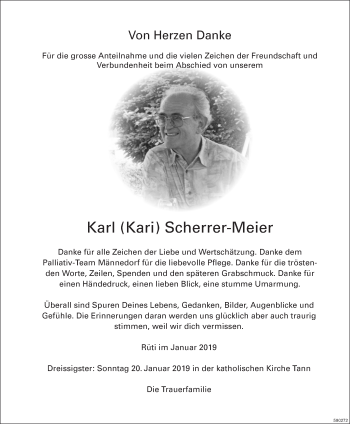 Traueranzeige von Karl Scherrer-Meier von ZO Gesamt