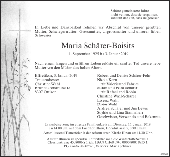 Traueranzeige von Maria Schärer-Boisits von reg_1