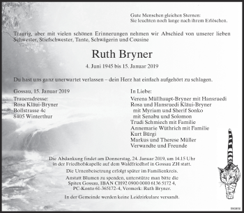 Traueranzeige von Ruth Bryner von ZO Gesamt