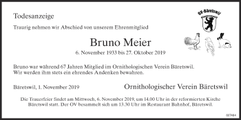 Traueranzeige von Bruno Meier von ZO Gesamt