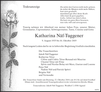 Traueranzeige von Katharina Näf-Tuggener von ZO Gesamt