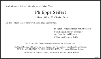 Traueranzeige von Philippe Seifert von ZO Gesamt