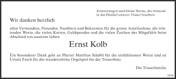 Traueranzeige von Ernst Kolb von ZO Gesamt