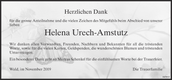 Traueranzeige von Helena Urech-Amstutz von ZO Gesamt