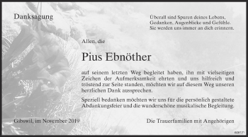 Traueranzeige von Pius Ebnöther von ZO Gesamt