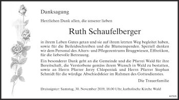 Traueranzeige von Ruth Schaufelberger von reg_12345