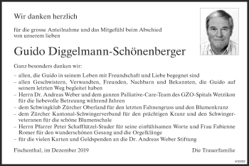 Traueranzeige von Guido Diggelmann-Schönenberger von ZO Gesamt