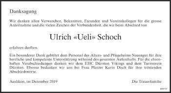 Traueranzeige von Ulrich Schoch von ZO Gesamt