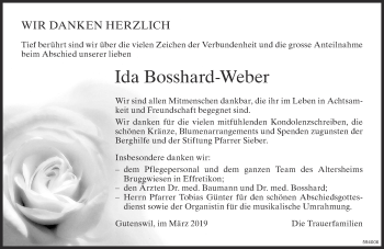 Traueranzeige von Ida Bosshard-Weber von ZO Gesamt