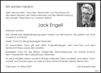 Traueranzeige von Jack Engeli von Glattaler