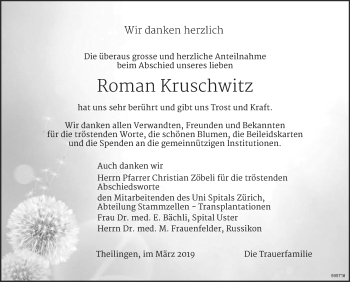 Traueranzeige von Roman Kruschwitz von ZO Gesamt