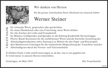 Traueranzeige von Werner Steiner von ZO Gesamt