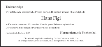 Traueranzeige von Hans Figi von ZO Gesamt