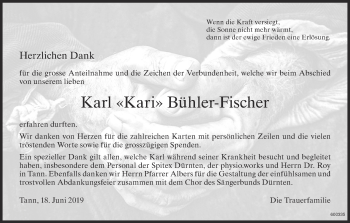 Traueranzeige von Karl Bühler-Fischer von ZO Gesamt