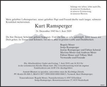 Traueranzeige von Kurt Ramsperger von ZO Gesamt