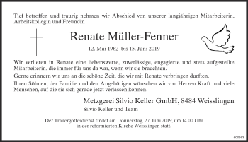 Traueranzeige von Renate Müller-Fenner von ZO Gesamt