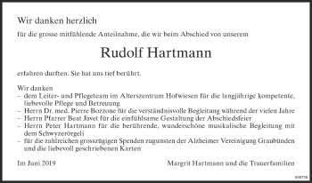 Traueranzeige von Rudolf Hartmann von ZO Gesamt