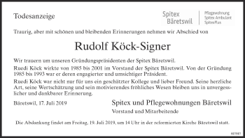 Traueranzeige von Rudolf Köck-Signer von ZO Gesamt